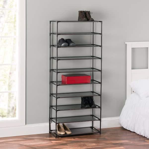 Home Basics 59 in. H 30-Pair 10-Tier Gray Metal Shoe Rack SR49181 - The  Home Depot