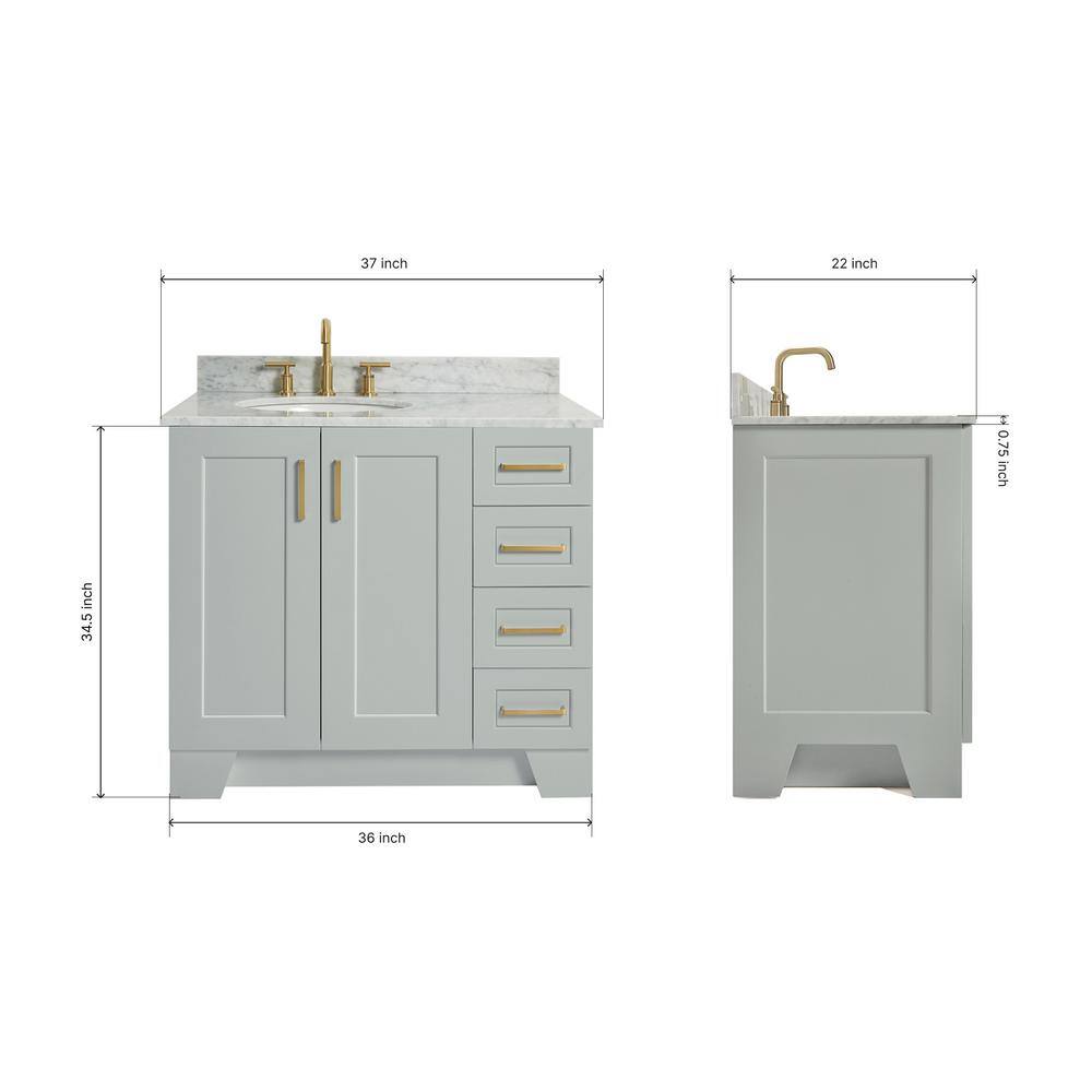 Gray Freestanding Single Vanity with Carrara Marble Top