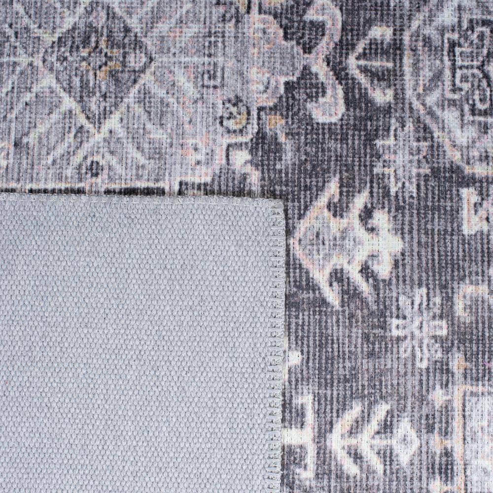 Serapi Gray and Beige Square Washable Synthetic Area Rug