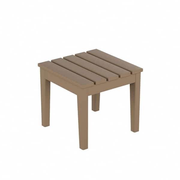 WESTIN OUTDOOR Shoreside Weatherwood Square HDPE Plastic 18 in. Modern Outdoor Side Table