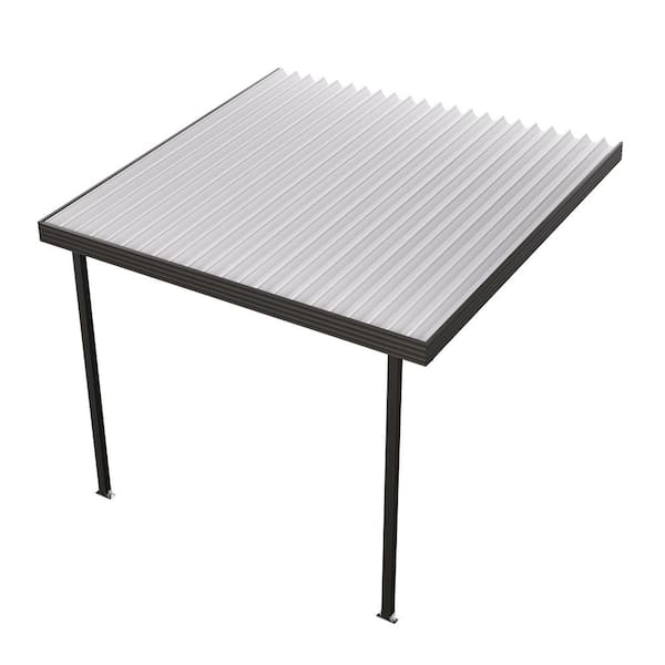 Integra 12 ft. x 8 ft. Dark Bronze Aluminum Frame White Roof Patio Cover, 20 lbs. Snow Load