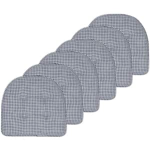 Navy, Houndstooth Stitch Memory Foam U-Shaped 16 in. x 16 in. Non-Slip Indoor/Outdoor Chair Seat Cushion(12-Pack)