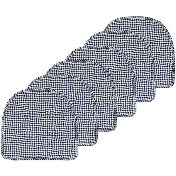 Navy, Houndstooth Stitch Memory Foam U-Shaped 16 in. x 16 in. Non-Slip Indoor/Outdoor Chair Seat Cushion (6-Pack)