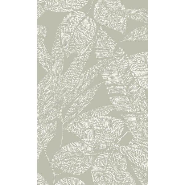 Walls Republic Grey Digital Leaf Outline Botanical Printed Non-Woven Non-Pasted Textured Wallpaper 57 sq. ft.