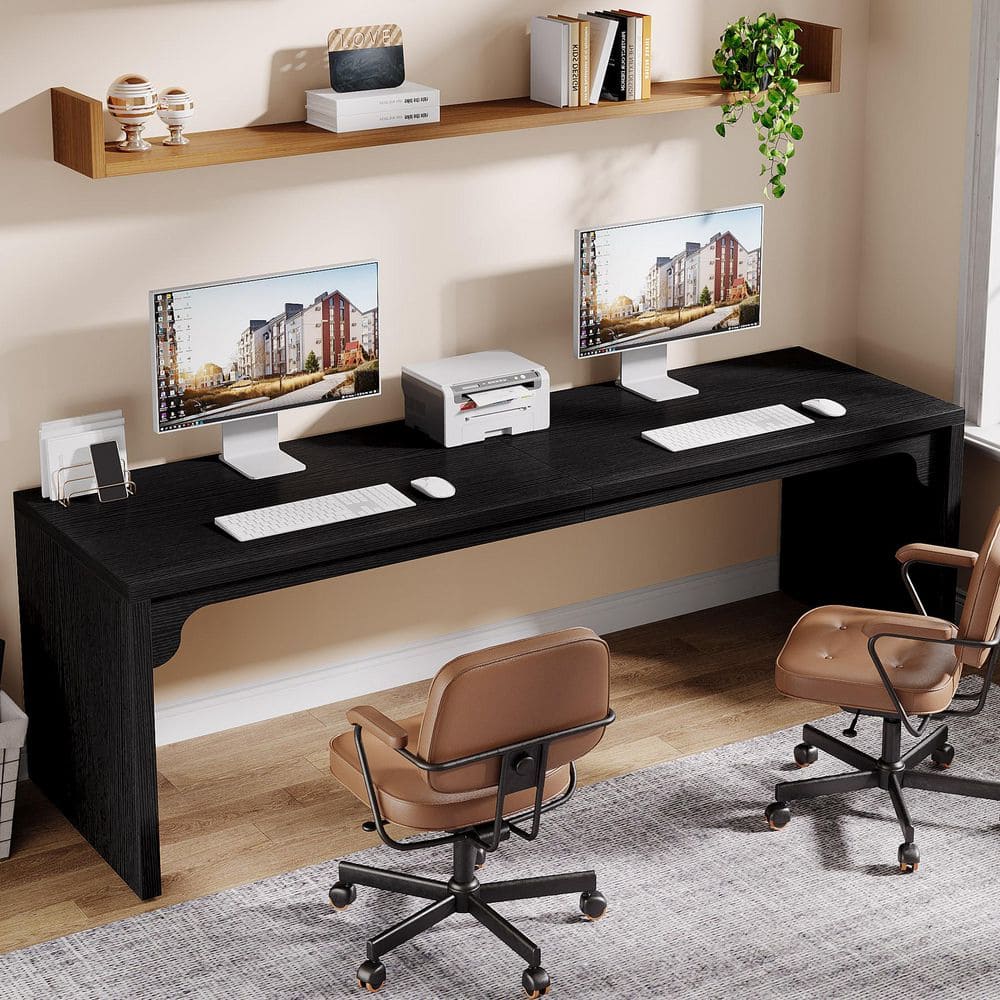 BYBLIGHT Moronia 78.7 in. Rectangle Black Wood Computer Desk BYBLIGHT Moronia 78.7 in. Rectangle Black Wood Computer Desk
