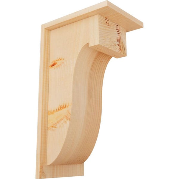 Ekena Millwork 7-1/2 in. x 10 in. x 18 in. Douglas Fir Del Monte Smooth Corbel with Backplate