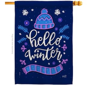 28 in. x 40 in. Hello Winter House Flag Double-Sided Decorative Vertical Flags