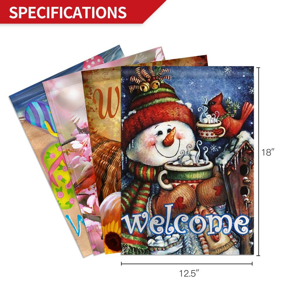 Seasonal Multicolor Polyester Double-Sided Garden Flag Set