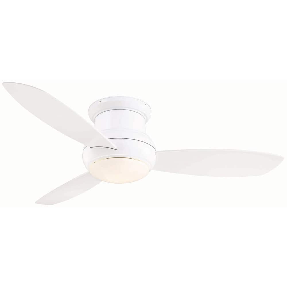 52" White Low Profile LED Ceiling Fan with Remote and Light