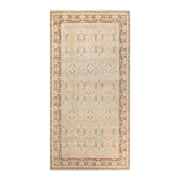 Solo Rugs Mogul One-of-a-Kind Traditional Light Blue 5 ft. 2 in. x 10 ft. 1 in. Floral Area Rug