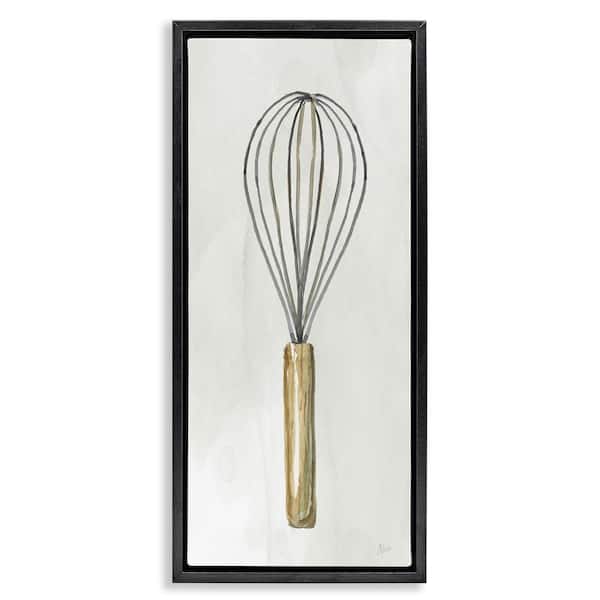 Stupell Industries Rustic Kitchen Whisk by Nan Black Floater Frame Food Graphic Art Print 25 in. x 11 in.