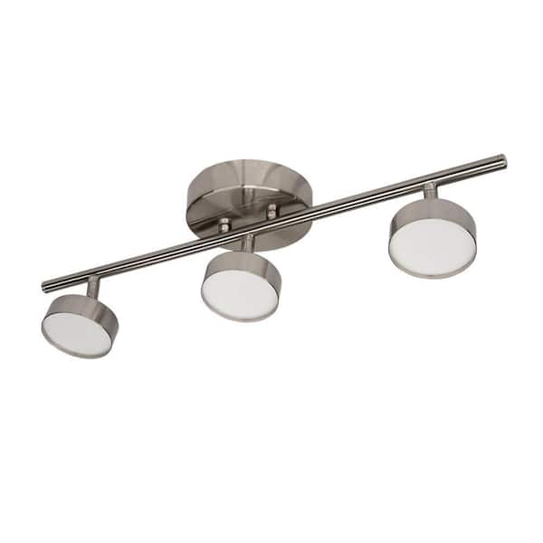 ETI LIGHTING 20 in. Brushed Nickel 3-Light Track Light Adjustable Lamp Heads LED Flush Mount 1650 Lumens 2700K-5000K Kitchen Light
