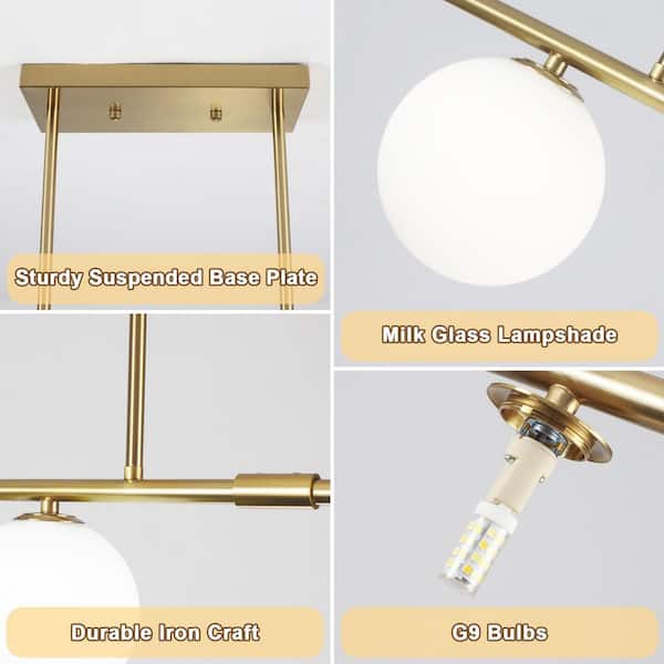 LWYTJO Madison 9 -Watt 4 Light Milky White Shaded Pendant Light