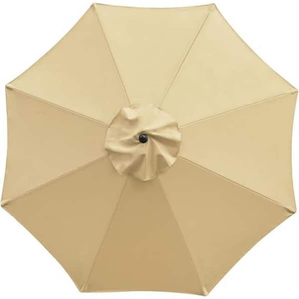 beige patio umbrella replacement canopy home depot Cubilan 9 ft. Patio Umbrella Replacement Canopy Market Umbrella Top Outdoor  Umbrella Canopy with 8 Ribs in Tan Jaycool60198