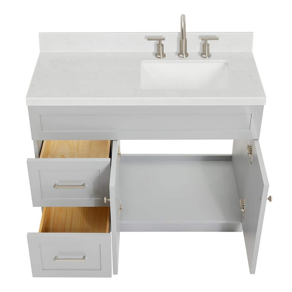 Hamlet 42" Gray Wood Freestanding Single Basin Vanity with Quartz Top