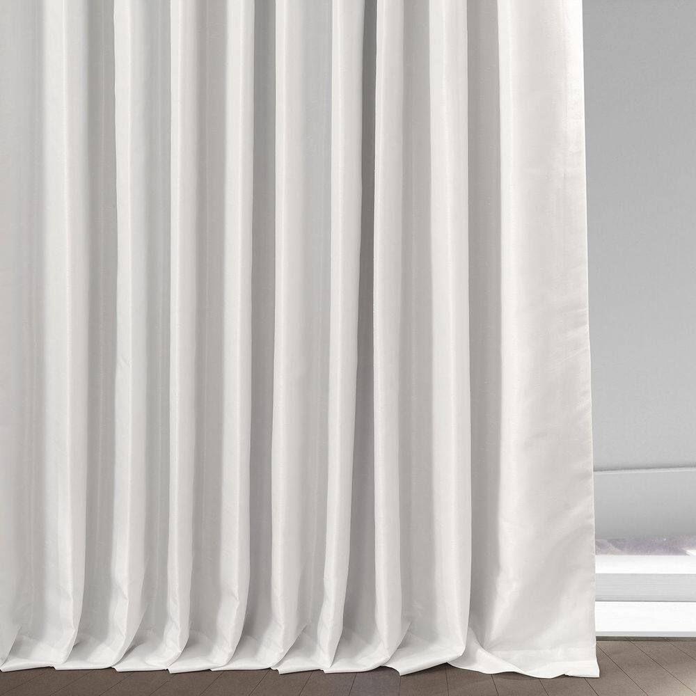 Off-White Puddle Length Blackout Faux Silk Velvet Drapes