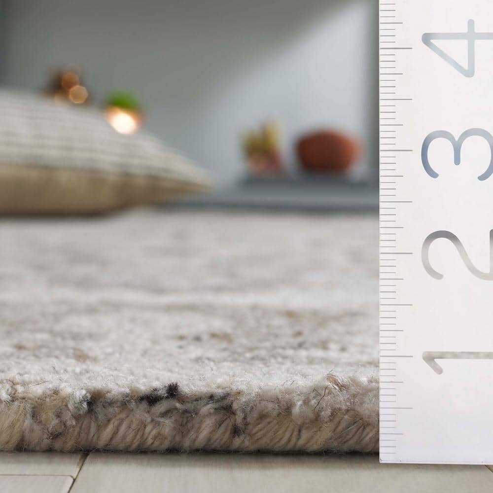 Anatolia Ivory and Brown Hand-Tufted Wool Area Rug, 8' x 10'