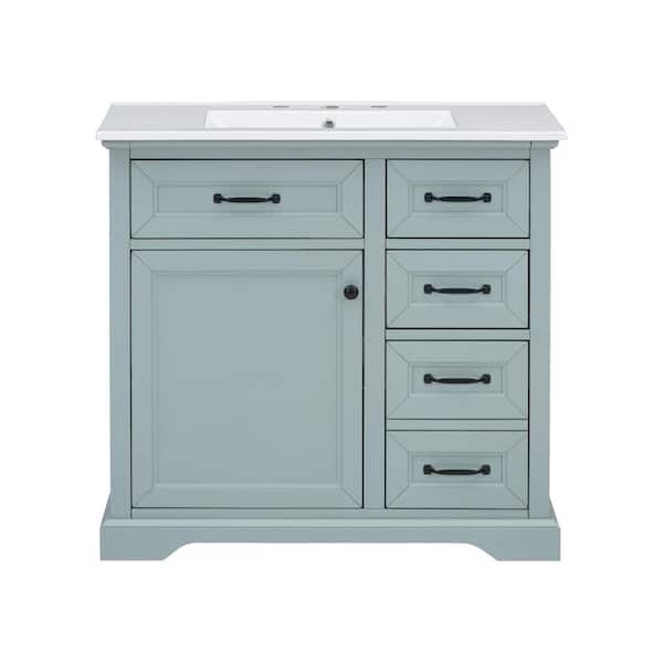 36" Bathroom Vanity with Ceramic Sink,Freestanding Single Sink Cabinet,Bathroom Vanity with Storage for Modern Bathroom
