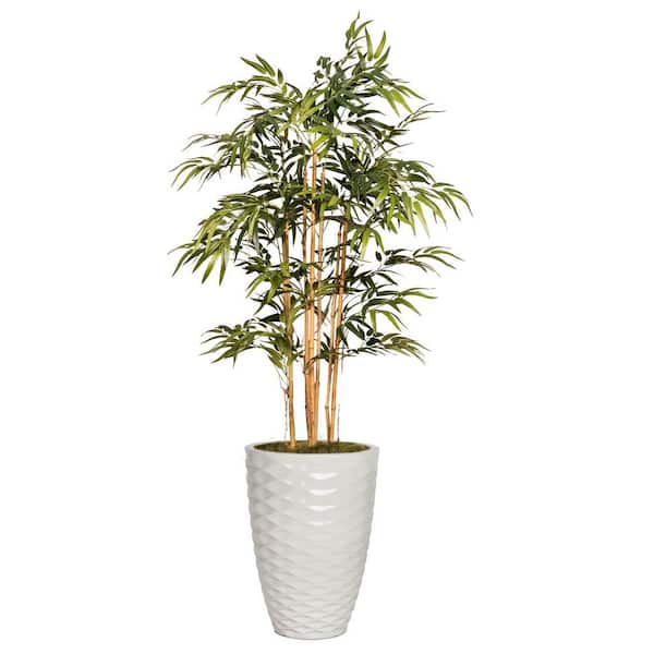 VINTAGE HOME Artificial Faux Bamboo Tree 64 in. Large Fake Plant Real Touch with Eco Planter