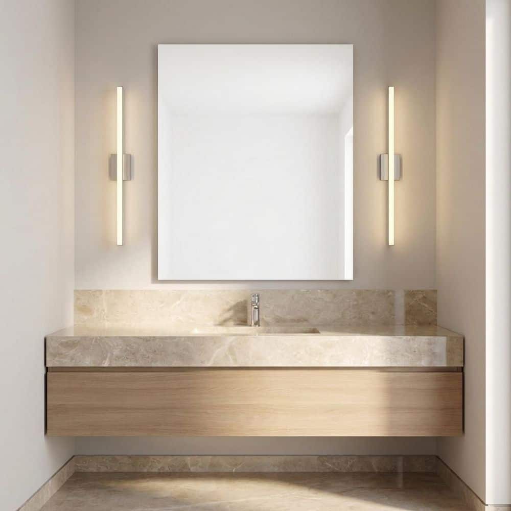 Marque 36 in. W x 4.5 in. H Brushed Nickel Modern LED Dimmable Bathroom Vanity Light with White Acrylic Shade price history on PriceWatchPro