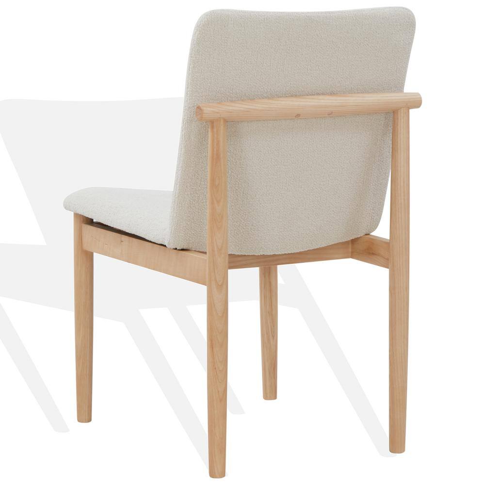 Abriella Cream Boucle Upholstered Side Chair with Natural Ash Wood Frame