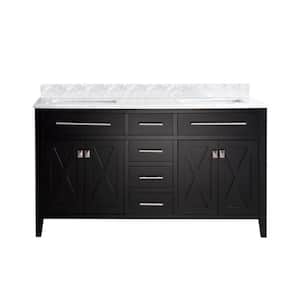 Wimbledon 60 in. W x 22 in. D x 34.5 in. H Bathroom Vanity in Espresso with White Carrara Marble Top