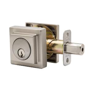 Comtemporary Square Single Cylinder Satin Stainless Deadbolt