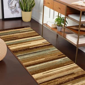Fulgor Taupe 2 ft. 6 in. x 8 ft. Modern Stripe Abstract Indoor Runner Rug