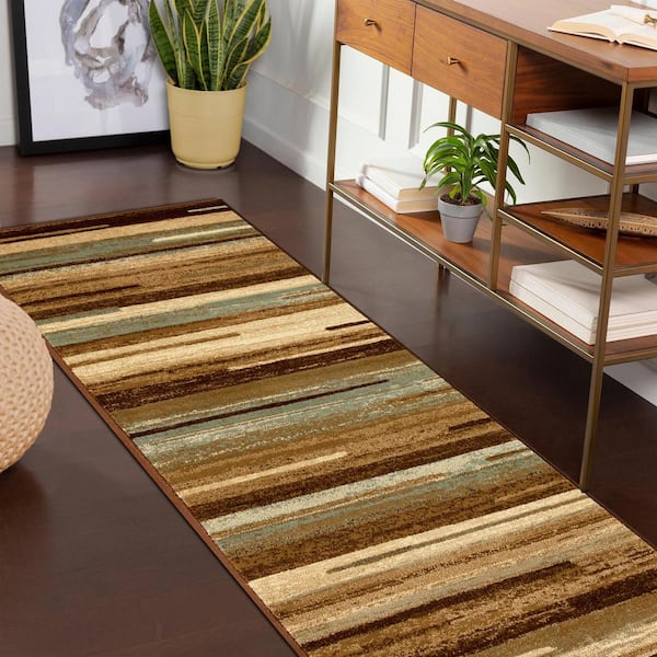 Fulgor Taupe 2 ft. 6 in. x 8 ft. Modern Stripe Abstract Indoor Runner Rug