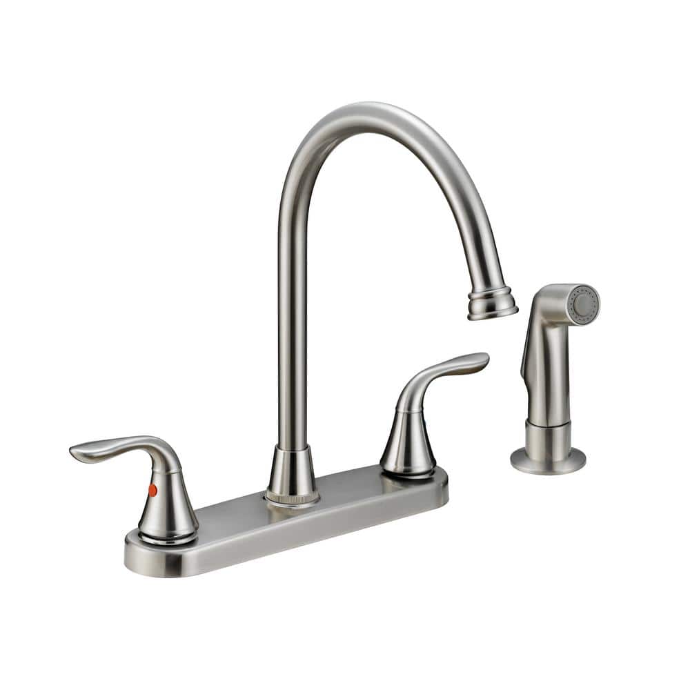 B and K High Arc 2-Handle Standard Kitchen Faucet with Sprayer in Brushed Nickel -  229-006