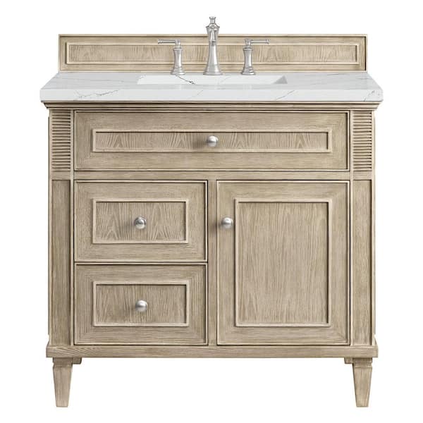 Lorelai 36.0 in. W x 23.5 in. D x 34.06 in. H Single Bathroom Vanity in Whitewashed Oak with Ethereal Noctis Quartz Top
