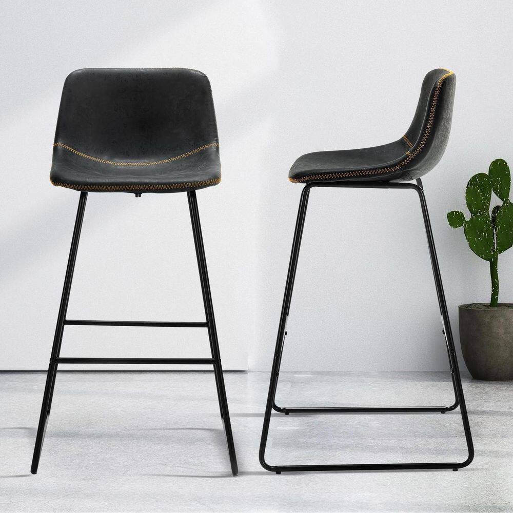 LUE BONA Faux Leather Bar Stools Metal Frame Counter Height Bar Stools