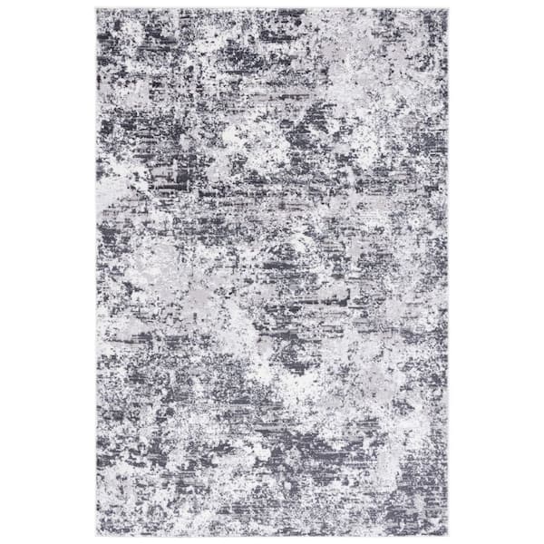 Amelia 4 ft. x 6 ft. Charcoal/Ivory Distressed Abstract Area Rug