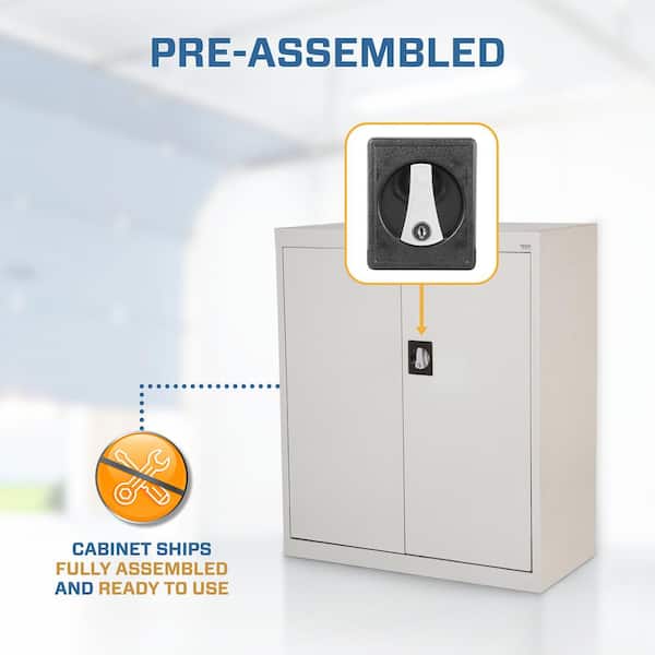 Elite Series 36 in. W x 36 in. H x 18 in. D 22-Gauge 3-Shelf Steel Freestanding Garage Storage Cabinet in Dove Gray