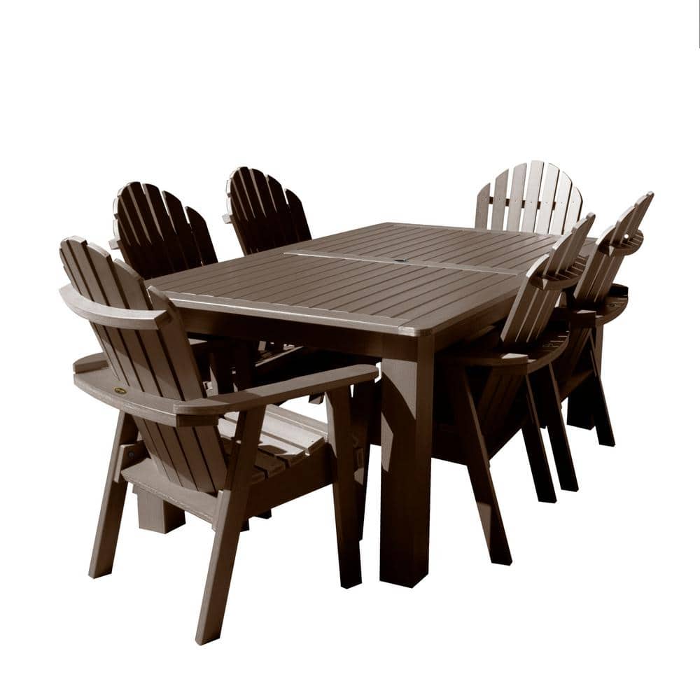 Highwood 7Pieces Recycled Plastic Outdoor Dining Set Glennville CMST7SQ47WDBKE The Home Depot