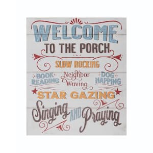 Unframed Wood Home Wall Art Print "Welcome To The Porch" 20 in. x 63 in. x 23.9 in.