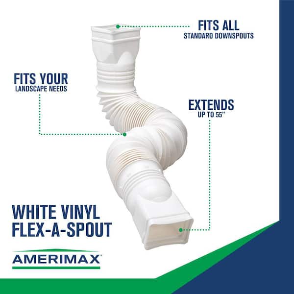 Amerimax Home Products - Flex A Spout 55 in. White Vinyl Downspout Extension