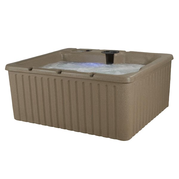 Current 14-Jet 120 V Hot Tub, Seats 3-4, 3 Passive Therapy Seats Plus Full Body Massage Lounger, Cobblestone
