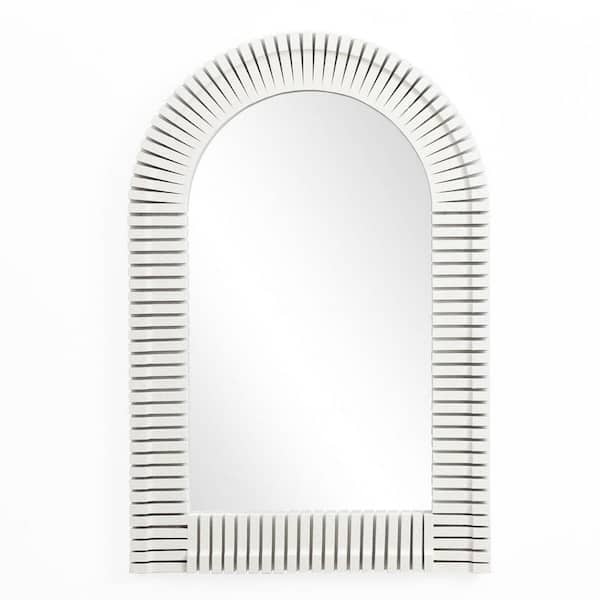 LuxenHome White 24.02 in. W x 35.91 in. H Arch Rectangle Accent and Vanity Wall Mirror