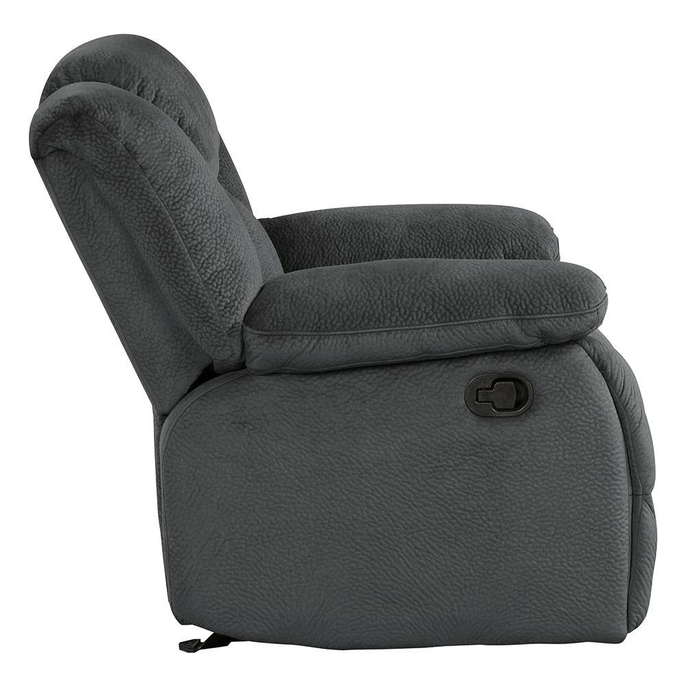 Charcoal Gray Microfiber Glider Recliner with Overstuffed Arms