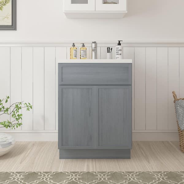 24 in. W x 21 in. D x 32.5 in. H 2-Doors Bath Vanity Cabinet without Top in Smoky Gray