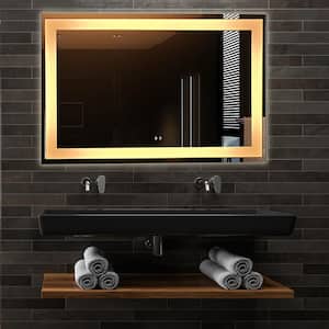 Edison 48 in. W x 36 in. H Frameless Rectangular LED Light Bathroom Vanity Mirror