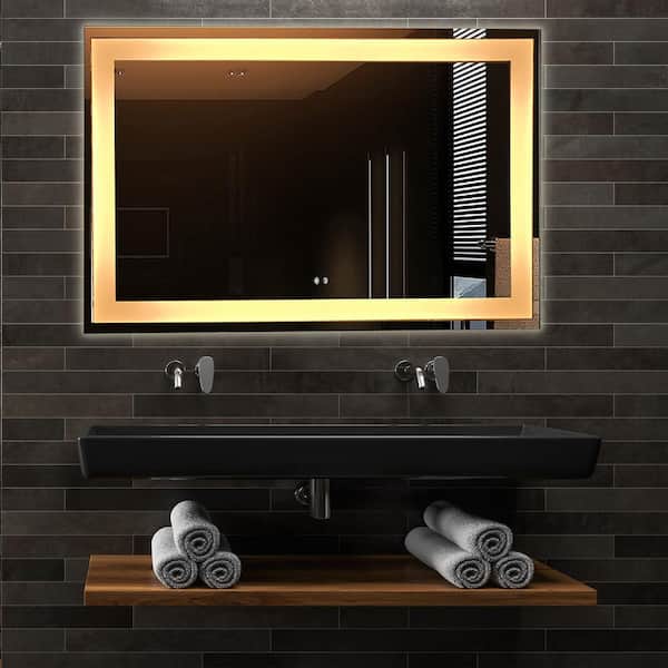 Dyconn Edison 48 in. W x 36 in. H Frameless Rectangular LED Light Bathroom Vanity Mirror