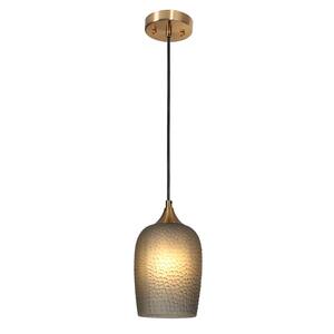 Apphia 1-Light Plating Brass Mini Pendant Light with Textured and Colored Glass Shade and No Bulb Included