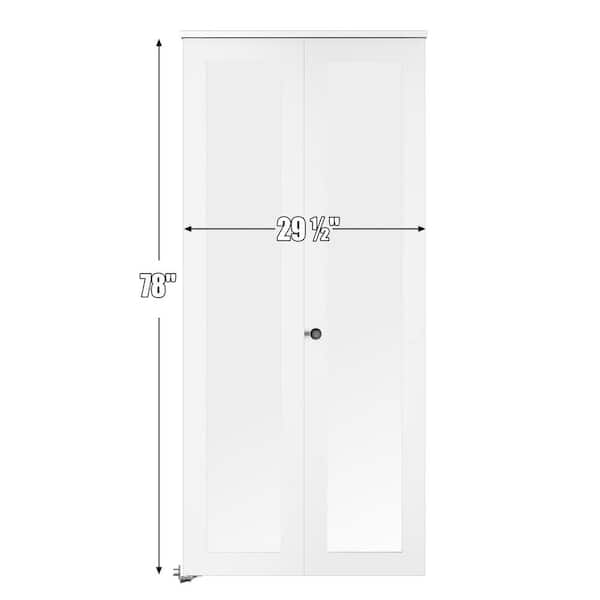 GOLDENPOLEY 30 in. x 78 in. 1-Lite Mirrored Glass Solid Core White