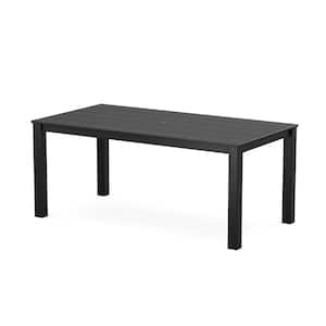 Parsons Charcoal Black HDPE Plastic Rectangle 38 in. x 72 in. Dining Table