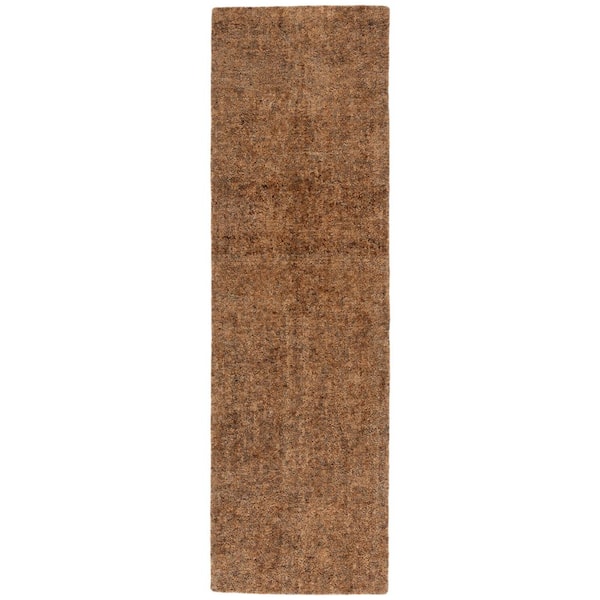 Gabbeh 2 ft. x 8 ft. Gold/Brown Solid Runner Rug