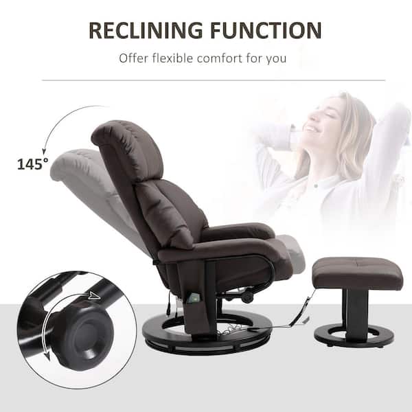 Reviews for HOMCOM Brown Massage Recliner Chair with Cushioned Ottoman  10-Point Vibration and Swivel Base | Pg 1 - The Home Depot