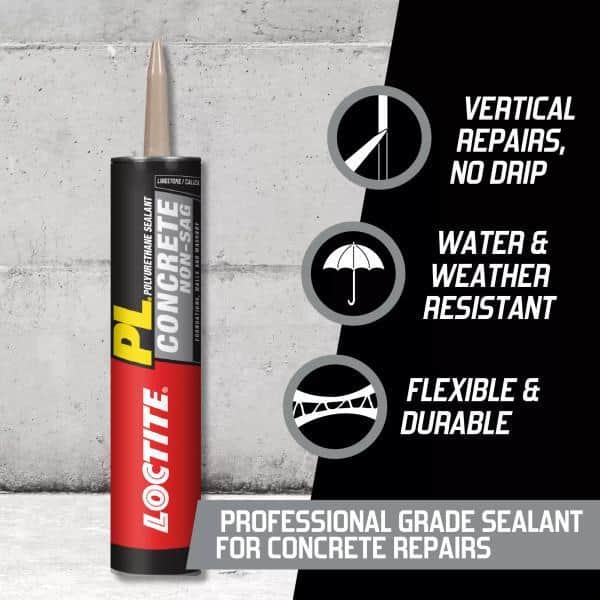 (2 pack) Loctite Pl Polyurethane Sealant Concrete Non-Sag, Pack of 1, Gray 10 fl oz Cartridge