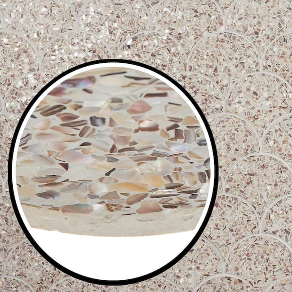 Shoal Fishscale Cream Pearl 9.4 in. x 11.33 in. Polished Terrazzo Floor and Wall Mosaic Tile (0.74 Sq. Ft./Each)